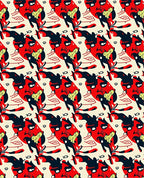 Bold Red Black Yellow Abstract Forms Rug