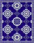 Deep Blue Floral Medallion Geometric Rug