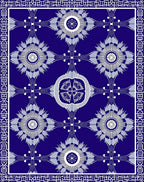 Deep Blue Floral Medallion Geometric Rug