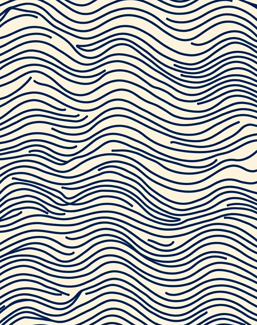 Cream and Navy Wavy Lines Rug