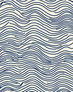 Cream and Navy Wavy Lines Rug