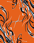 Warm Orange Abstract Swirl Art Rug