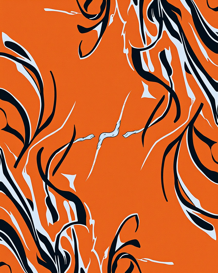 Warm Orange Abstract Swirl Art Rug