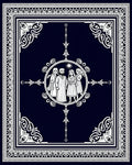 Dark Navy White Vintage Family Portrait Rug