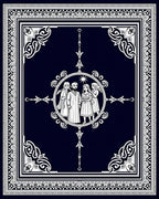 Dark Navy White Vintage Family Portrait Rug