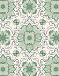 Sage Green Floral Mandala Rug