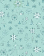 Mint Green Snowflake Winter Scene Rug