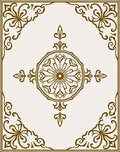 Golden Floral Centerpiece Square Rug
