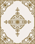 Golden Floral Centerpiece Square Rug