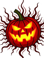 Spooky Orange Jack O Lantern Flames Rug