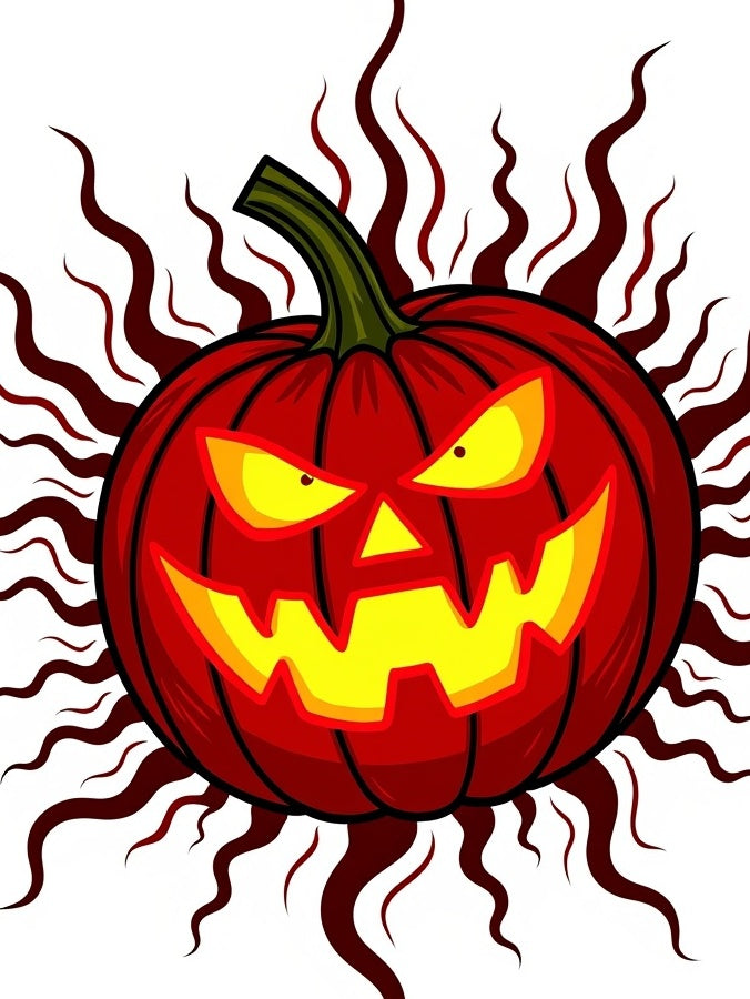 Spooky Orange Jack O Lantern Flames Rug