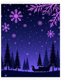 Midnight Purple Snowflake Forest Sleigh Graphic Rug