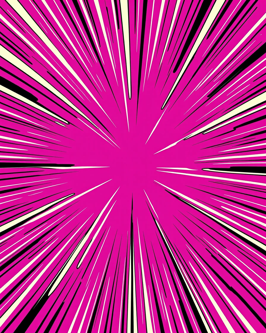 Vibrant Pink Burst Speed Lines Rug