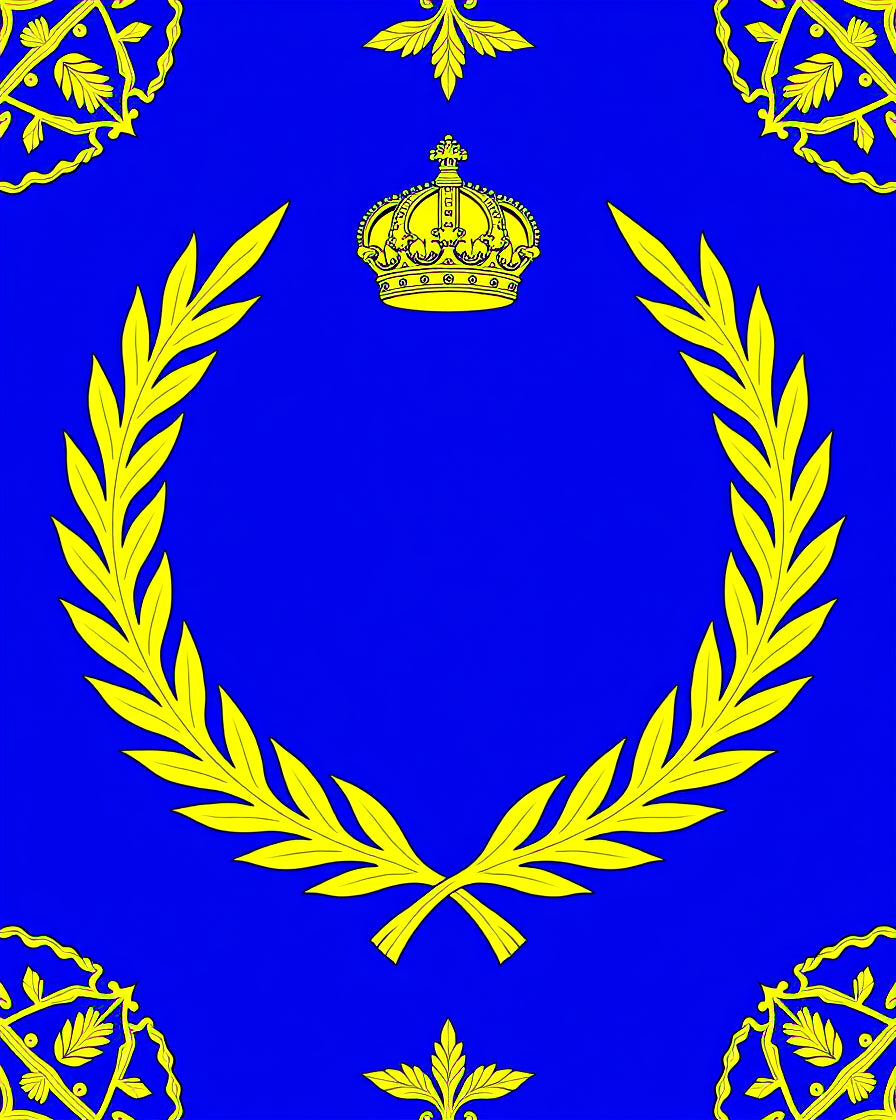 Royal Blue Crown Laurel Wreath Rug