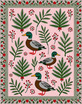 Pink Whimsical Duck Pineberry Border Rug