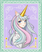 Pastel Unicorn Portrait Mint Frame Rug