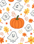 Whimsical Ghost Pumpkin Autumn Leaves Rug