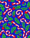 Christmas Candy Cane Holly Berry Stars Rug