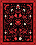 Crimson Red Festive Ornate Christmas Rug