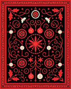 Crimson Red Festive Ornate Christmas Rug