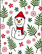 Christmas Snowman Red Green Ferns Rug
