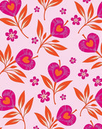 Pink Heart Bloom Leafy Branch Rug