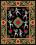 Dancing Skeletons Red Roses Bold Frame Rug