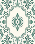 Teal Floral Medallion Frame Rug