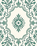 Teal Floral Medallion Frame Rug