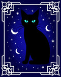 Black Cat Night Sky Crescent Moon Rug