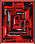 Bold Crimson Grid Labyrinth Rug