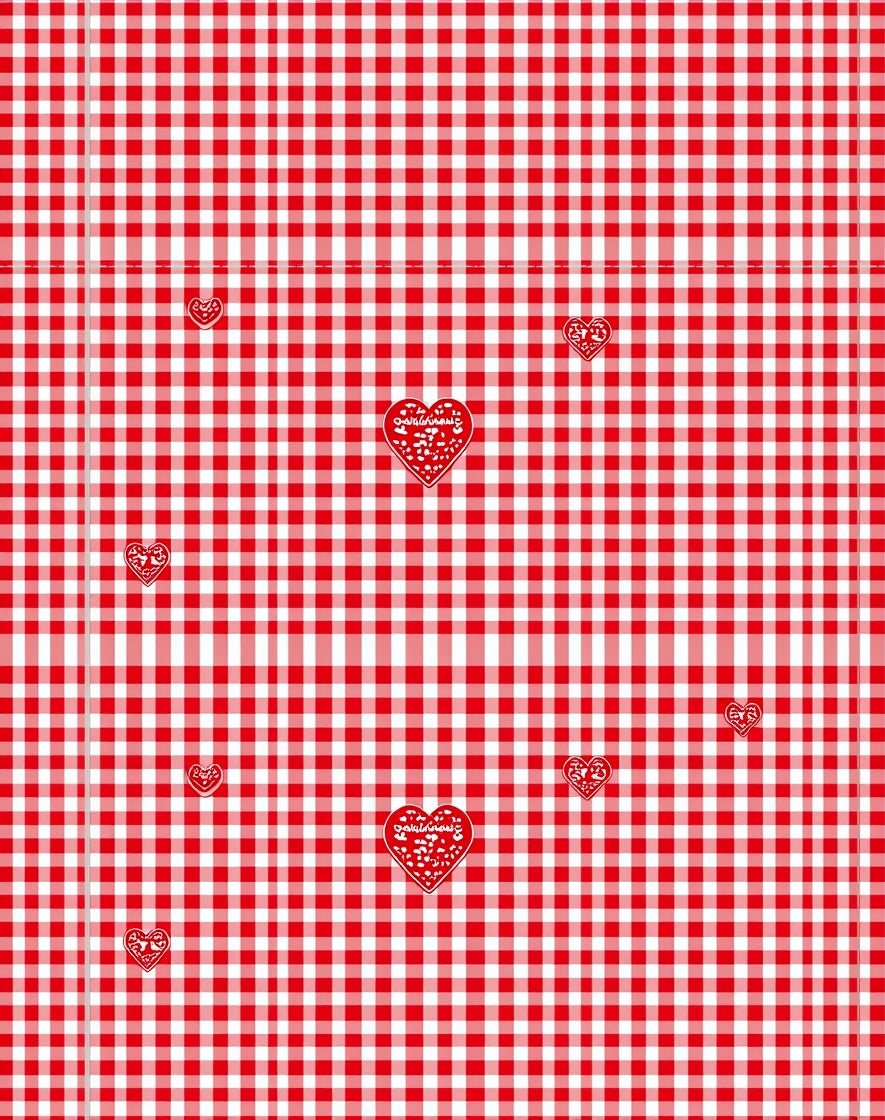 Red White Gingham Heart Scatter Rug