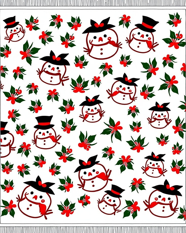 Whimsical Snowman Holiday Holly Rug
