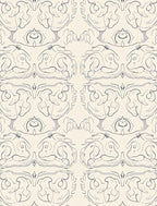 Cream Gray Ornamental Scrollwork Rug
