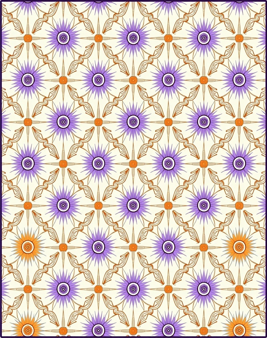 Retro Starburst Purple Orange Medallion Rug