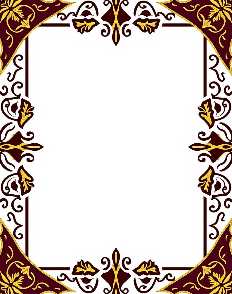 Rich Burgundy Gold Antique Scrollwork Rug