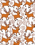 Playful Brown Deer Swirl Whimsy Rug