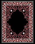 Ornate Coral Swirl Floral Border Rug