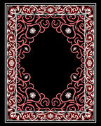 Ornate Coral Swirl Floral Border Rug