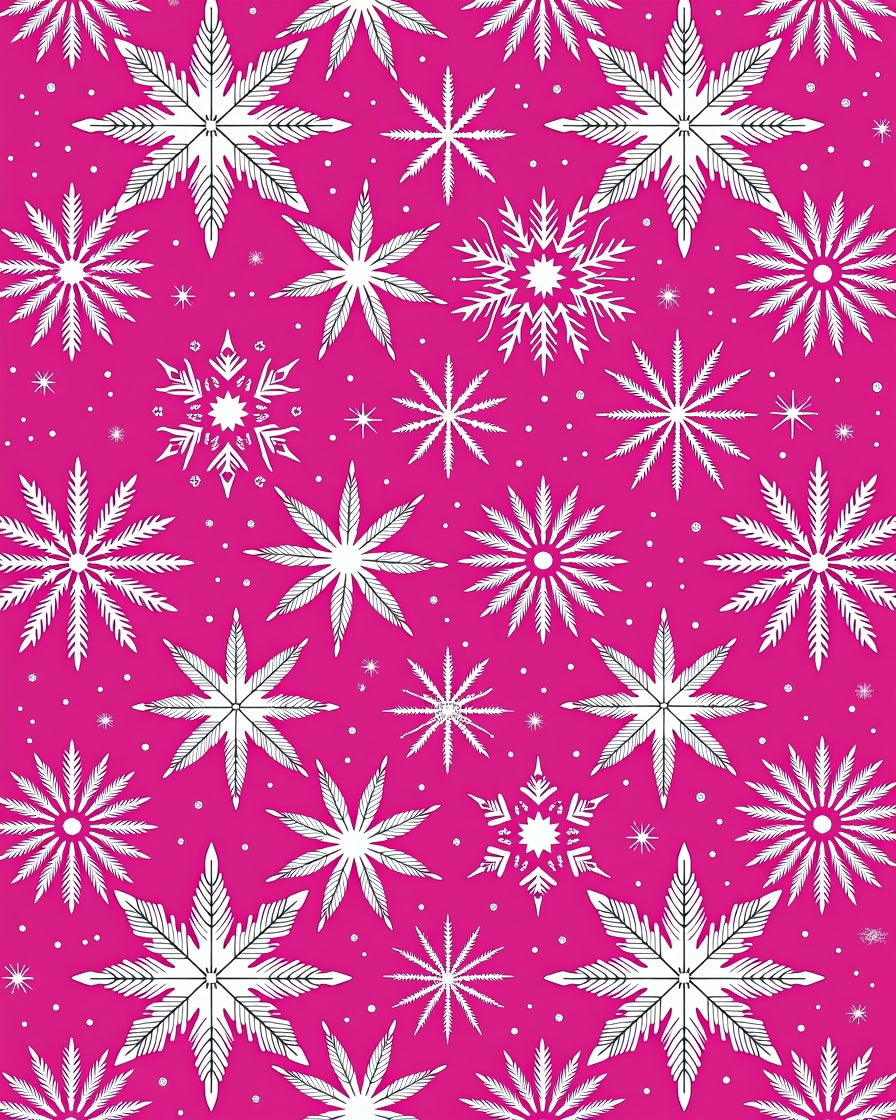 Bright Pink Snowflake Winter Art Rug