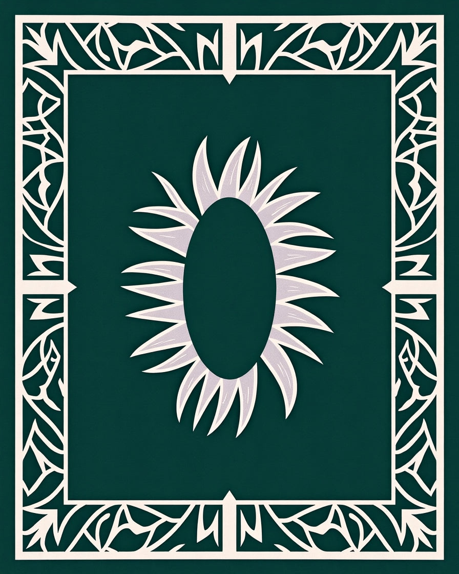 Emerald Green Ornamental Bloom Rug
