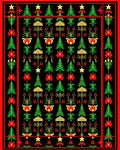 Red Green Black Christmas Trees Stars Rug
