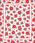Festive Red Poinsettia Floral Border Rug