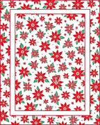 Festive Red Poinsettia Floral Border Rug