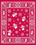 Crimson Snowman Snowflake Border Rug