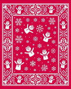 Crimson Snowman Snowflake Border Rug