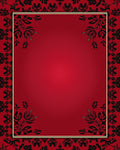 Crimson Black Floral Bordered Background Rug