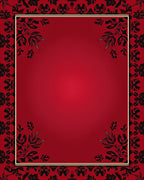 Crimson Black Floral Bordered Background Rug