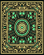 Black Yellow Green Floral Mandalas Rug