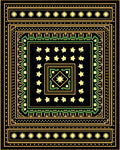 Golden Yellow Green Stars Square Rug